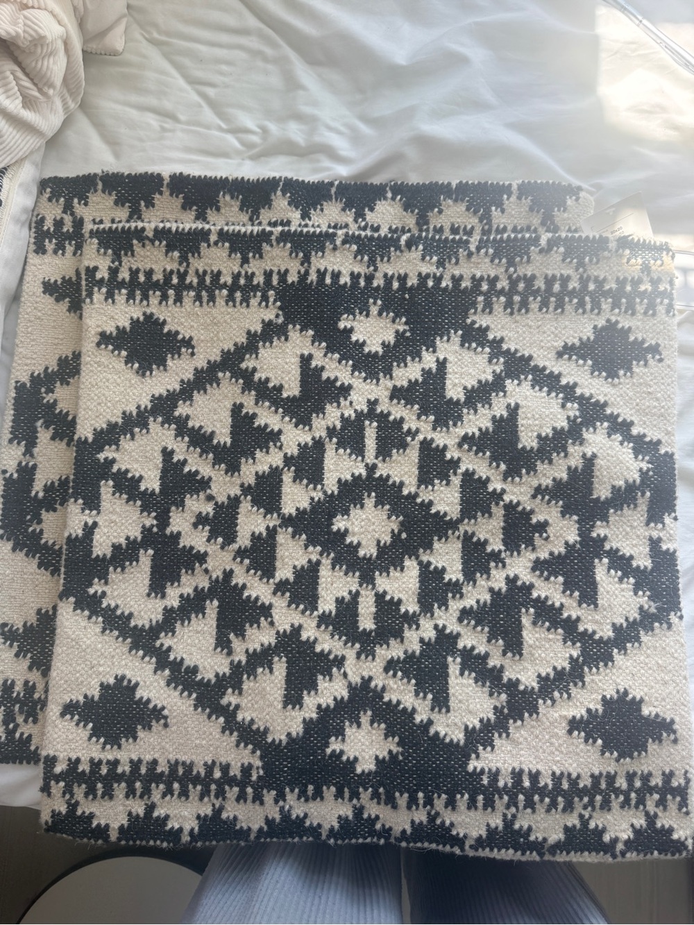 H&M Black and Cream Geometric Accent Pillow Cover